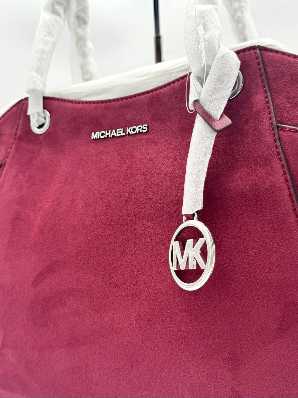 Michael Kors Jet Set Large Signature Logo Shoulder Bag - Maroon